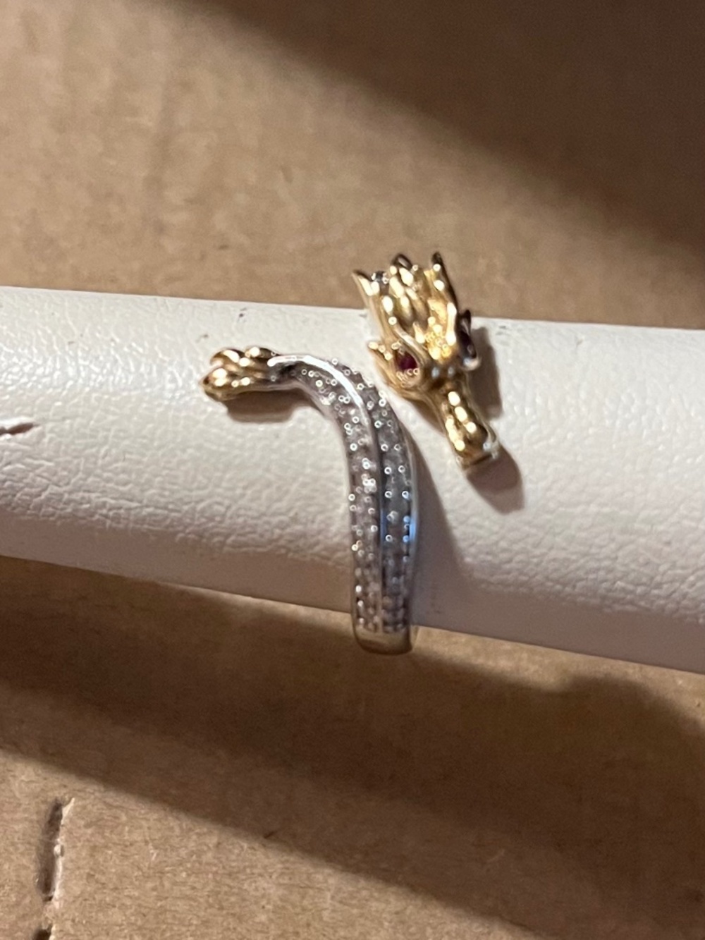 Enchanted Disney Fine Jewelry Mulan Dragon Bypass Ring Sterling Silver 14K Gold